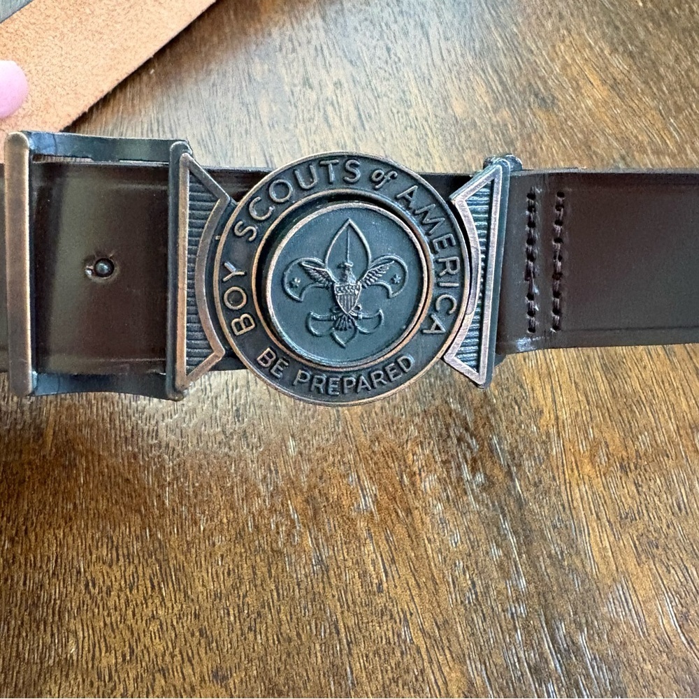 Vintage Boy Scouts Of America Belt Steerhide Leather Mens Dark Brown 32 517